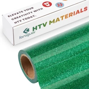 12"x6ft Green Glitter HTV Roll Iron-On Vinyl for DIY Shirts or Gift Crafts - Picture 1 of 4