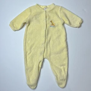 Vintage Baby 3 Month Yellow Duck One-piece Pajama Footies Outfit PJs Unisex - Picture 1 of 4