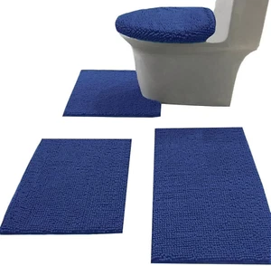 Bath Rug Set Combo 4 Piece with Toilet Lid Cover, Soft Shaggy Bath Rug Set 3 Pie - Picture 1 of 7