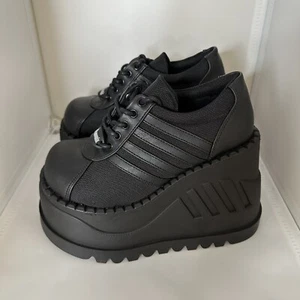 Demonia Cyber Goth Punk Women Size 6 Black Leather Extreme Platform Ankle Boot - Picture 1 of 18