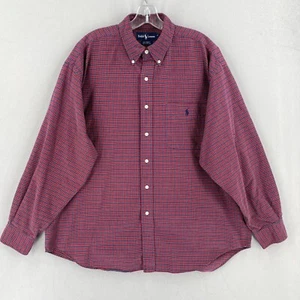 Vintage Polo Ralph Lauren Oxford BIG SHIRT Mens Large Red Blue Check Long Sleeve - Picture 1 of 11