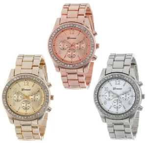 Rose Gold Silver Cubic Zircon Metal Strap Analog Quartz Women Ladies Girls Watch - Picture 1 of 7