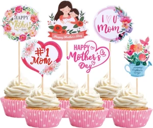36 PCS Happy Mother's Day Cupcake Toppers Heart Flower #1 Best Mom CupcakeTopper - Picture 1 of 7