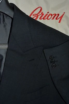 $4675 Chaqueta Blazer Brioni Lana Gris Oscuro Cabeza Uñas 44L Italia Hecha a Mano Foto 1 de 4