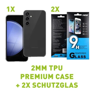 Set: Hülle + 2X Schutzglas für Samsung Galaxy - Case + 9H Panzerfolie - Bild 1 von 4