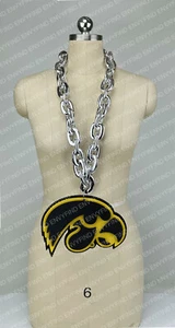 New NCAA IOWA HAWKEYES Big Fan Chain SILVER Necklace with Foam LOGO - Picture 1 of 3