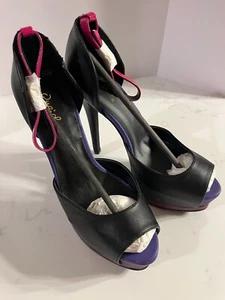 QUPID Women's Black,Pink,Purple High Heel, Slip on, Buckle Open Toe Shoes Sz. 8 - Picture 1 of 9