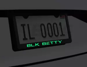 Glowing BLK Betty "Black Betty" License Plate Frame Black Premium Metal - Picture 1 of 2