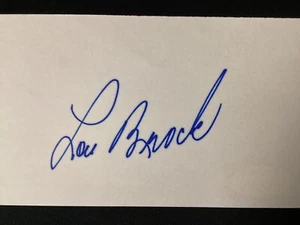 Lou Brock Signed Index Card 3x5 Baseball Cardinals HOF Autograph JSA - Picture 1 of 2