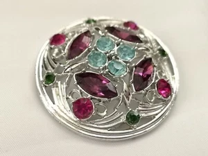 Vintage Sarah Coventry Springtime Demi Parure Brooch Multi Color Rhinestones - Picture 1 of 6