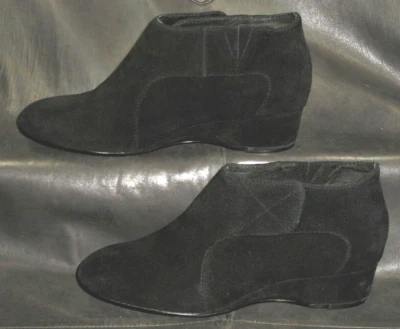 Taryn Rose Feni Women's black suede front strap ankle wedge booties size US 5M - Image 1 of 4