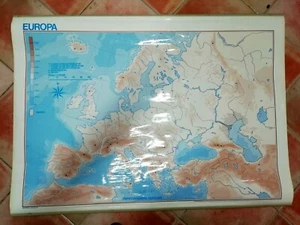 Mute Map Europe Spain Wall Maps Iberian Peninsula Plastic Paper Used - Picture 1 of 6