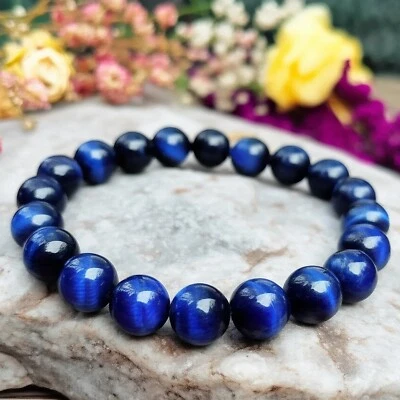 Pulsera Ojo de Tigre Azul 8mm Cuentas Cristal Reiki Curativo Regalo para Hombres Mujeres Foto 1 de 4
