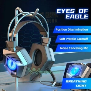 For PC PS4 3.5mm Gaming Headset Gamer Headphone with RGB LED Surround Sound Mic - Picture 1 of 57
