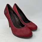 Calvin Klein Woman?s Shoes sz 7 &#189; Cow Hair Leather Lindsay Burgundy High Heels