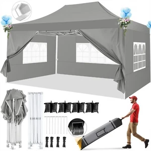 10'x15' Pop up Canopy Heavy Duty Commercial Gazebo with 4 Sidewalls & Roller Bag - Picture 1 of 63
