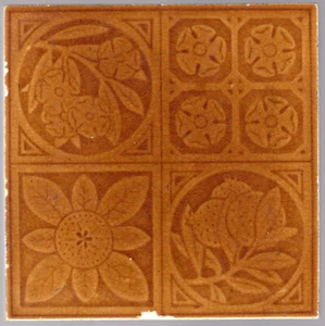 Maw & Co., Ltd - c1882 - 4 Flower Vignettes - Antique - Aesthetic Movement Tile - Bild 1 von 6