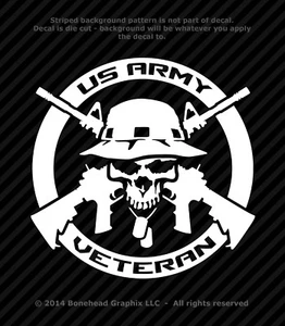 Military Veteran AV Logo XS-M Skull Combat Vet Vinyl Decal Window Sticker - Picture 1 of 27