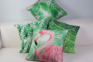 Flamingo Green Tree Leaves Spring Home CUSHION COVER Throw PILLOW CASE 18" Gift - Bild 1 von 9