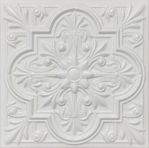 DIY Ceiling Tiles, Glue Up, Foam, 20x20, Cover popcorn ceiling - R55 Plain White - Picture 1 of 4