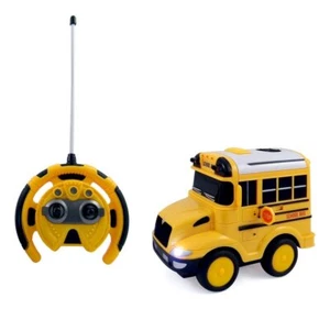 R/C school bus radio control toy car with steering wheel remote lights and sound - Picture 1 of 8