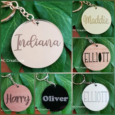 Name Places Keyring Bag Tag Wedding Favour Bomboniere Mirror Acrylic Wood - image 1 of 4