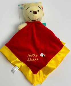 NWT Disney Baby Hello There Winnie The Pooh Red & Yellow Satin Security Blanket - Picture 1 of 7
