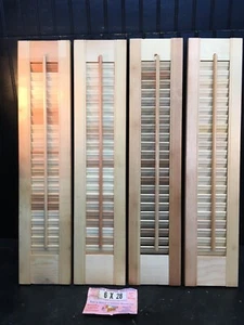 4 Wood Shutter Panel 6x28 Each Louver Unfinished Pine Narrow Slat Plantation - Picture 1 of 2