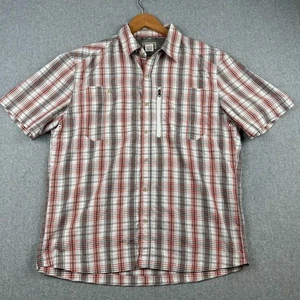 LL Bean Men's Medium Regular Red Plaid Button Shirt Short Sleeve Fishing Outdoor - Picture 1 of 8
