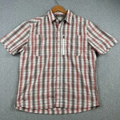 LL Bean Men's Medium Regular Red Plaid Button Shirt Short Sleeve Fishing Outdoor - Image 1 of 4