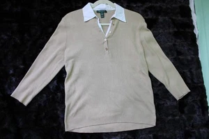 Women’s Lauren Ralph Lauren Tan/Brown Layered Collared Shirt Size XL sleeved - Picture 1 of 10