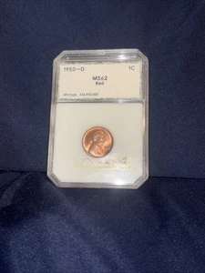 1950-D 1C RD Lincoln Wheat One Cent MS62 - Picture 1 of 2