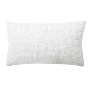 Pottery Barn Cloud Quilted Sham King Size White EUC Cotton Linen Blend Set of 2 - Bild 1 von 10