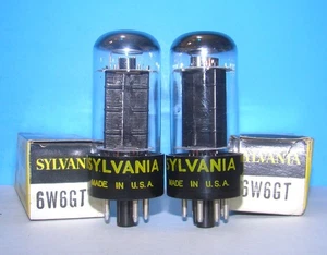 6W6GT NOS Sylvania radio audio amplifier electron vacuum tubes 2 valves tested - Picture 1 of 3