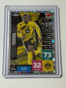 Topps 2020-21 cromo partido Attax Bundesliga X-Fractor #18 Youssoufa Moukoko radiocontrol - Imagen 1 de 2