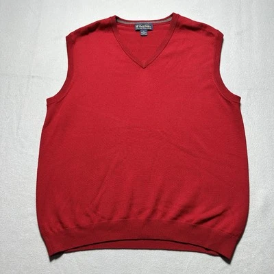 Chaleco Suéter Brooks Brothers Para Hombre Talla XL 100% Lana Merino Rojo Foto 1 de 4