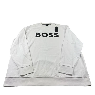 Suéter Hugo Boss Current Blanco Spellout Mezcla de Algodón Cuello Redondo Talla 5XLT NUEVO CON ETIQUETAS  Foto 1 de 4
