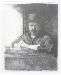REMBRANDT Self portrait as Draughtsman at a window HELIOGRAVURE ART PRINT - Picture 1 of 13