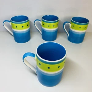 Whittard Of Chelsea Green And Blue Mug x 4 - Excellent Condition - Picture 1 of 17