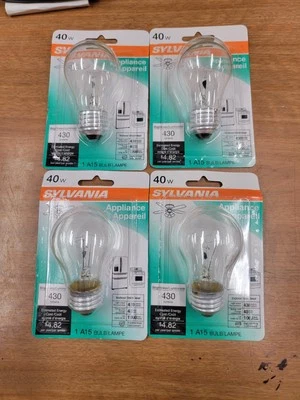 Sylvania APPLIANCE REPLACEMENT BULB SYLVANIA  40 A15 CL APPL BL  120V  40W. 4pk - Image 1 of 3