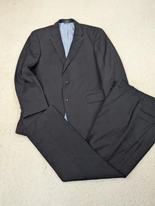 Tommy Hilfiger Suit Mens 42R 32x30 Black Wool 2 Piece Jacket Pants Set Formal - Picture 1 of 23