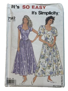 Simplicity Pattern 7142 Swetheart Neckline Dress Size 8-20 UC FF Vintage 1990 - Picture 1 of 2