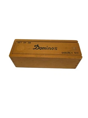 Vintage Set of 28 Dominoes Double Six In Original Dovetail Wooden Box - Image 1 of 4
