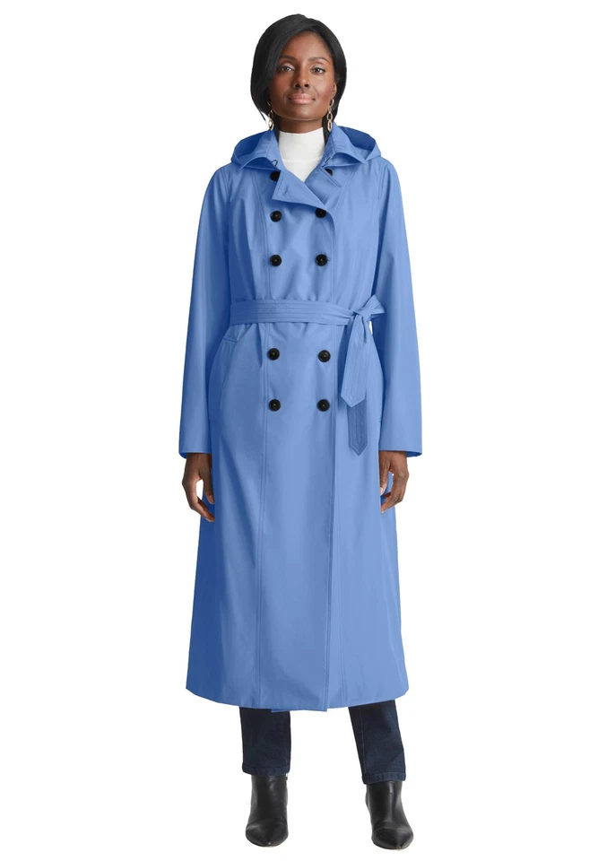 Jessica London Women's Plus Size Double Breasted Long Trench Raincoat - Image 1 of 4