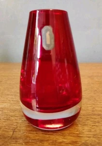 Midcentury Whitefriars 9647 Ruby Red Glass Tapering Vase 1966-73 Label VTG Retro - Picture 1 of 12