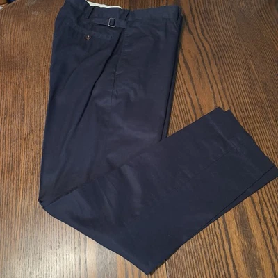 Pantalones de vestir vintage Polo Ralph Lauren 34 x 32 azul marino ajustadores laterales algodón Foto 1 de 4