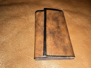 Vtg Rolf's Key Case Whiskey Brown Leather Brass Tri-Fold 6 Ring Organizer - Picture 1 of 7
