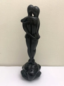 Renato Anatra Murano Art Glass Abstract Nude Couple Black Glass Sculpture Signed - Picture 1 of 7