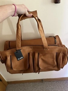Mens Clava Genuine Leather Travel Duffel Luggage Weekender Overnight Gym Bag - Picture 1 of 4