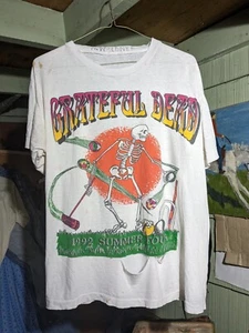 Vintage Grateful Dead Summer Tour 1992 Croquet Skeleton Shirt M/L RARE White - Picture 1 of 7